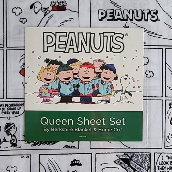 Peanuts Christmas White Queen Sheet Set by Berkshire Blanket Comic print New - Picture 4 of 7